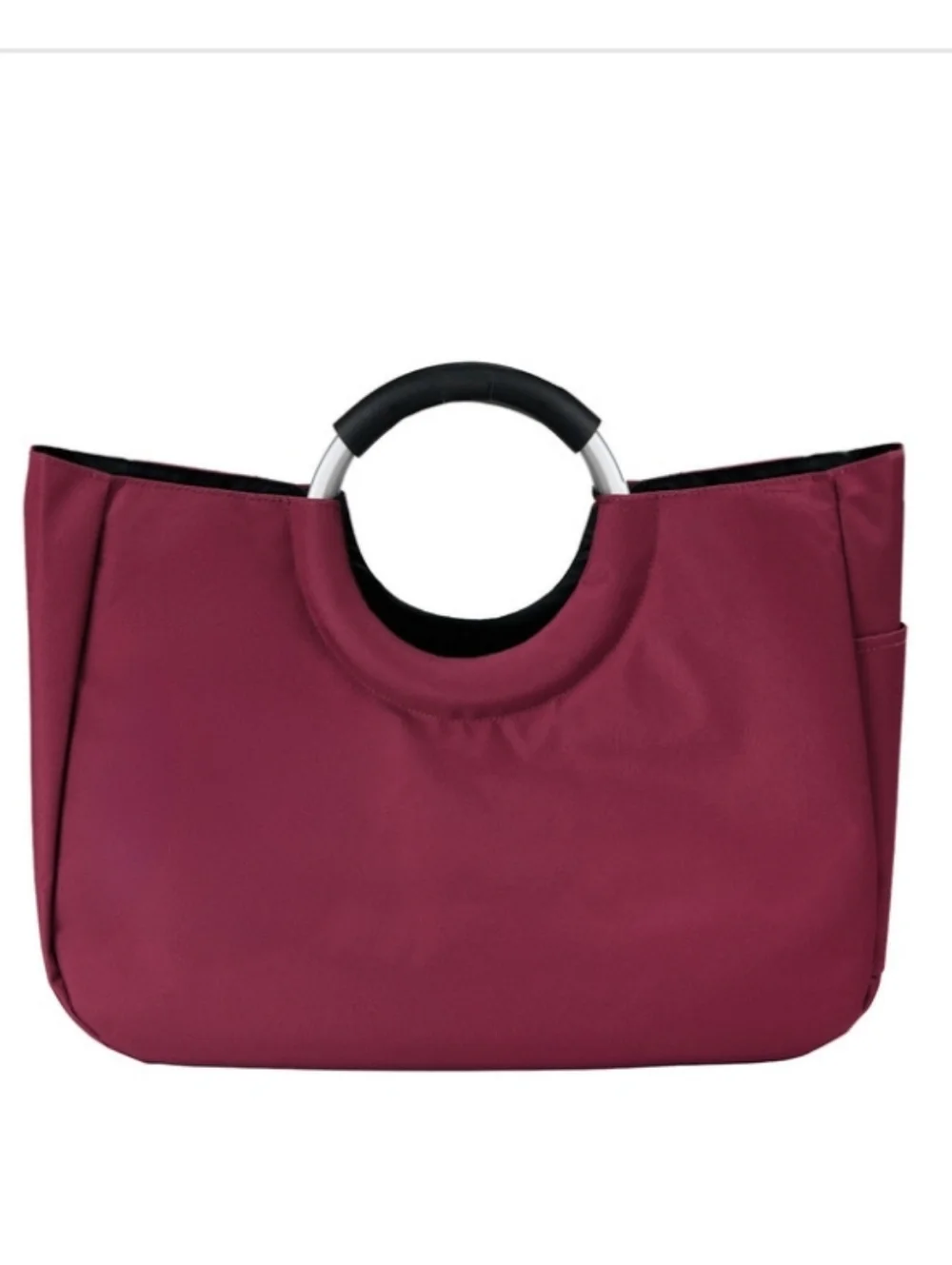 CITY TOTE Mauve Shopper Tote Bag Dual Handle Soft Grip Side Pocket 17x9x2